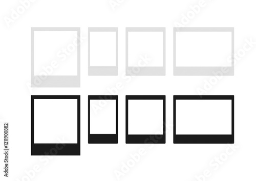 Vector pack of different textured instant films frames size