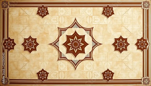 Elegant Brown and Beige Ornate Ceiling Design