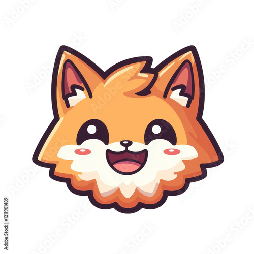 Cute Cartoon Fox Face with Happy Expression and Bright Colors Ideal for Children's Products, Graphic Design, and Fun Themes . great for clip art photo