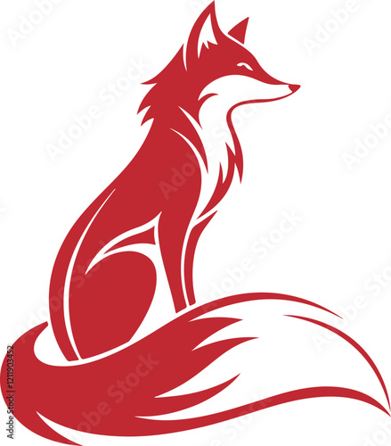 red fox, fox logo silhouette vector line art logo design