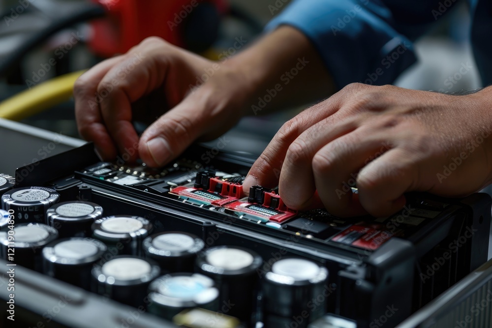 technician change and insert new laptop battery. computer repair service technician change and insert new laptop battery. computer repair service