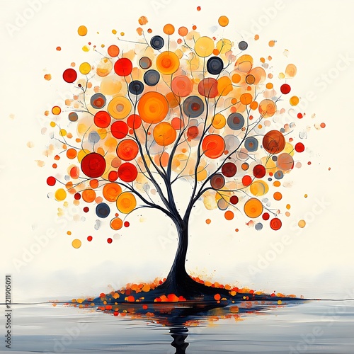 Colorful Floral Tree Textured Art photo