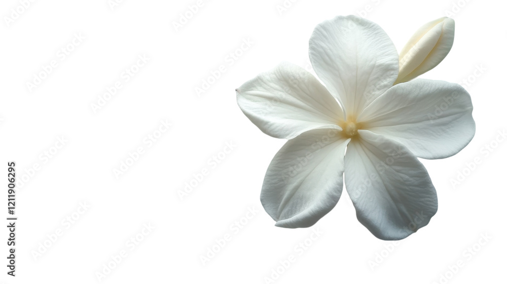 A delicate white flower gently resting against a plain backdrop illuminated by soft light A delicate white flower gently resting against a plain backdrop illuminated by soft light