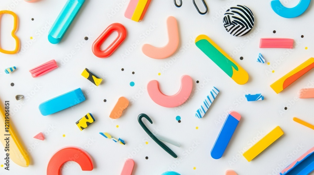 Fototapeta premium Assorted colorful paper clips on a white background.