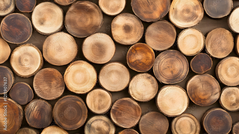 Wooden slices background texture, rustic design, natural material, craft pattern, home decor Wooden slices background texture, rustic design, natural material, craft pattern, home decor