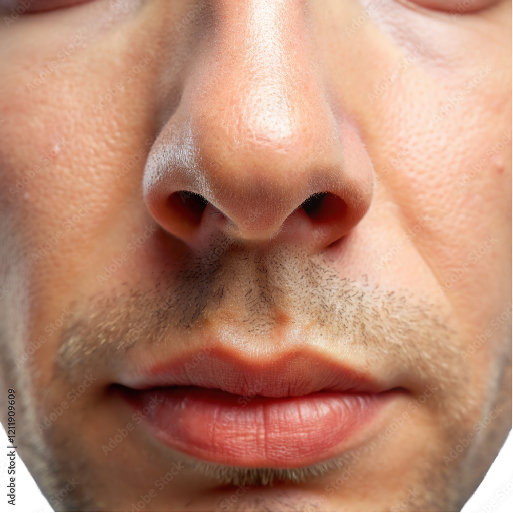 Obraz premium Closeup Male Face Nose Mouth Skin Texture Detail Portrait man lip body part high tone hair human 