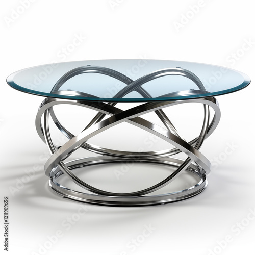 Modern Glass Coffee Table Chrome Metal Base Round Top Interior Design