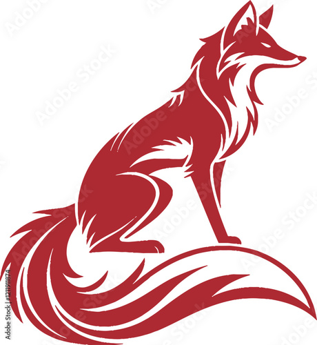 red fox, fox logo silhouette vector line art logo design