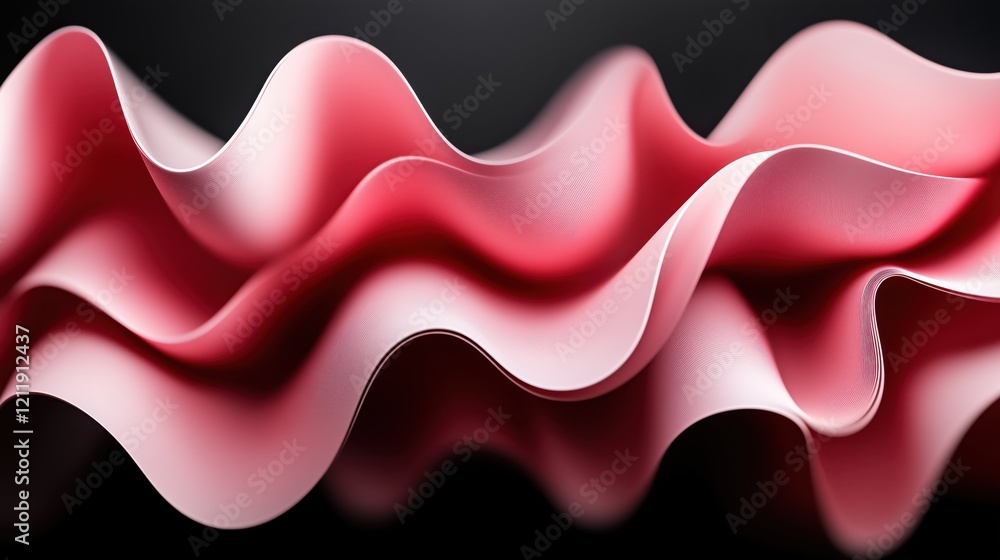 Fototapeta premium Flowing red waves create a mesmerizing visual contrast against a dark background for artistic expression