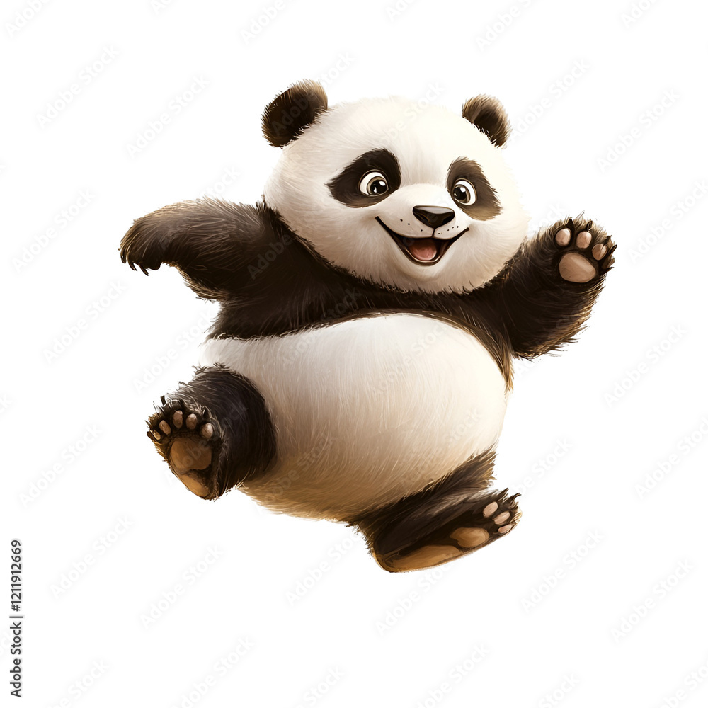 Obraz premium Cute Spring Panda Clipart Vector Illustration