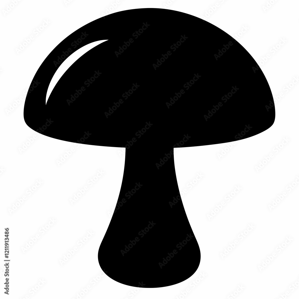 Minimalist Mushroom Silhouette in Black Vector Minimalist Mushroom Silhouette in Black Vector