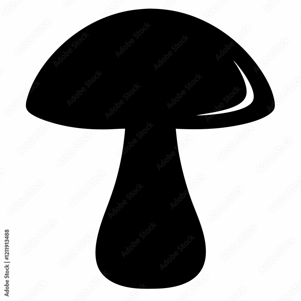 Minimalist Mushroom Silhouette in Black Vector Minimalist Mushroom Silhouette in Black Vector
