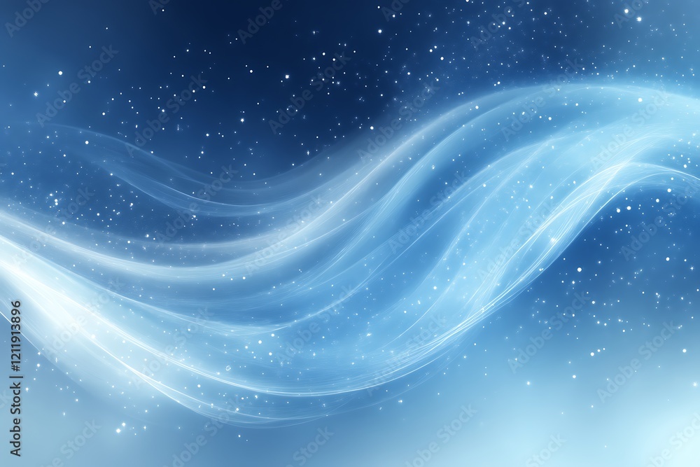 Obraz premium Abstract blue wave with sparkling particles. (1)