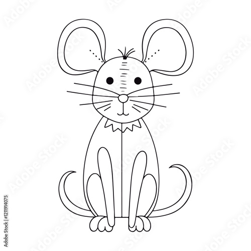 Coloring book for kids Rat vector.