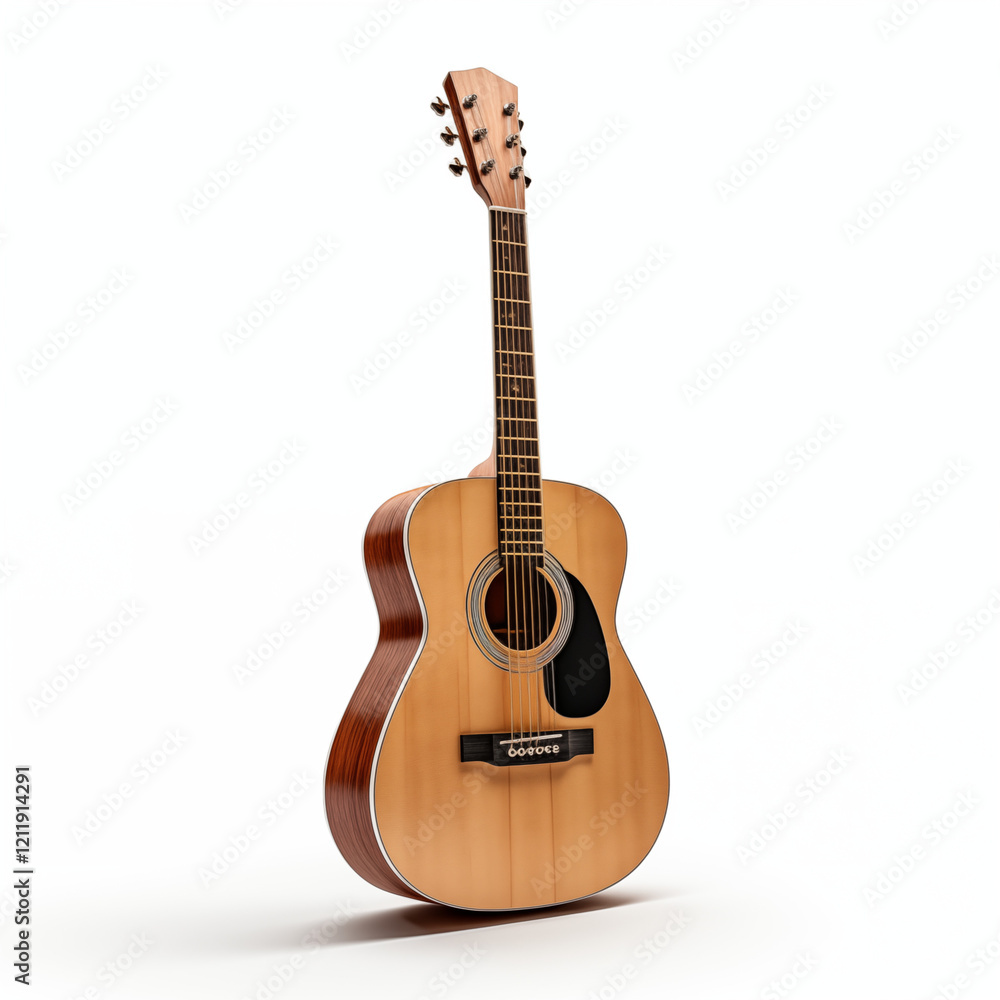 Fototapeta premium Acoustic Guitar Wooden Musical Instrument Studio Shot Isolated on White
