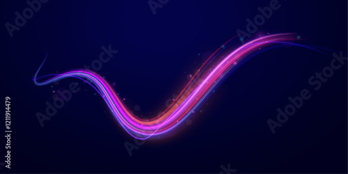 Colorful Light Trails, Long Time Exposure Motion Blur Effect. Abstract fire flare trace lens flares acceleration speed motion on night road. Acceleration speed motion on night road.