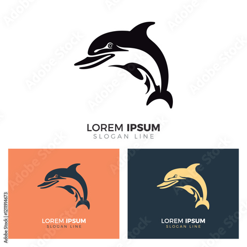 Wholphin Heads Simple Logo Design.