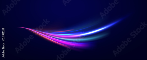 Vector glowing lines air flow effect. Speed connection background. Expressway, car headlight effect. Speed connection vector background. Png, line, blur, beam, ray, abstract, energy, pack, effect.