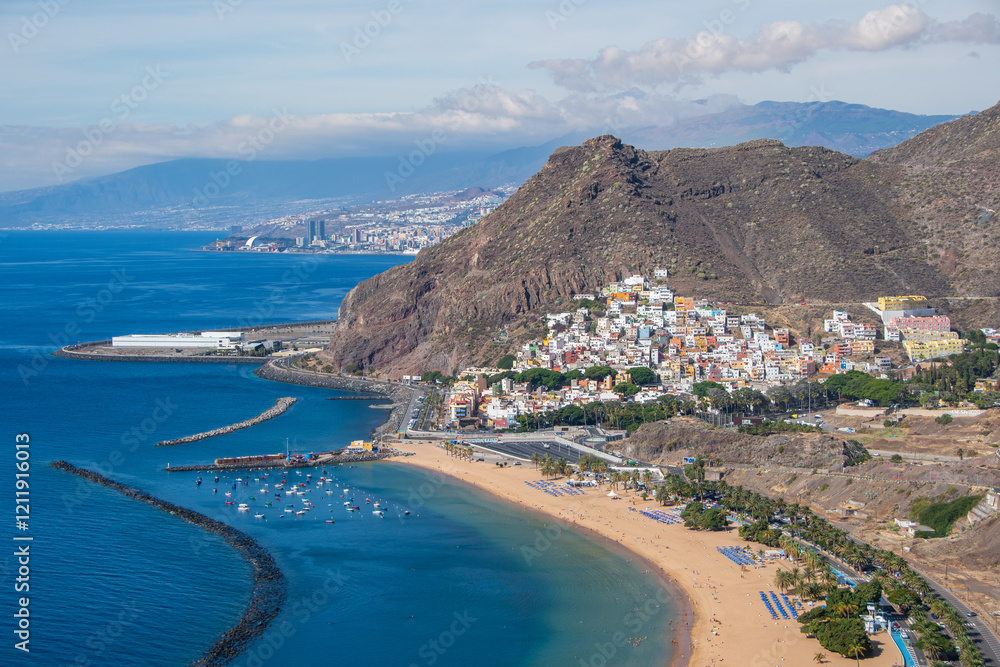 The view from above of the town