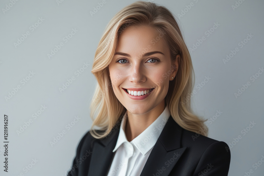 Confident smiling business woman in office looking at camera. Portrait. AI generated Confident smiling business woman in office looking at camera. Portrait. AI generated