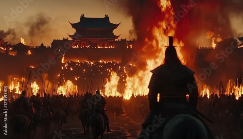 Fiery Siege Assault on Ancient Chinese Fortress