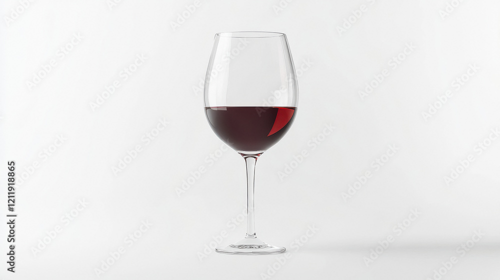 A crystal-clear wine glass filled halfway with rich red wine. A crystal-clear wine glass filled halfway with rich red wine.