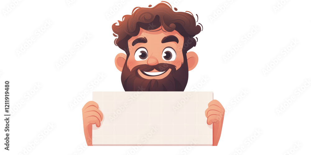 Isolated Happy Man with Blank Sign Isolated Happy Man with Blank Sign