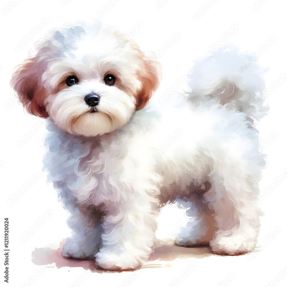 흰 배경, 말티푸, 수채화. jpeg (white background, Maltipoo, water colour, jpeg) 