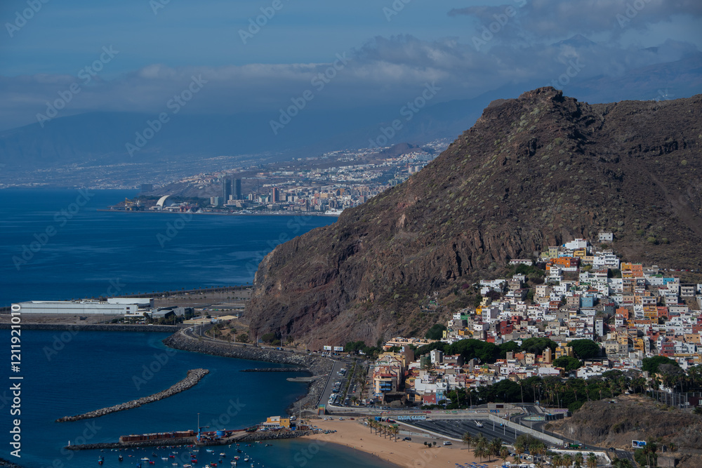 The view from above of the town