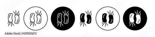 H. pylori bacteria Infection icons set in black blue colors