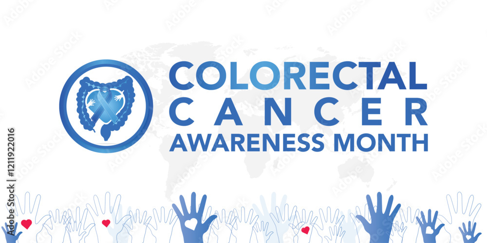 © yassine - Vector illustration on the theme of Colorectal Cancer awareness month. It is a type of cancer that begins in the large intestine. The colon is the final part of the digestive tract.