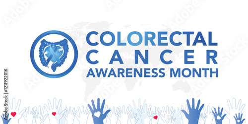 Vector illustration on the theme of Colorectal Cancer awareness month. It is a type of cancer that begins in the large intestine. The colon is the final part of the digestive tract.