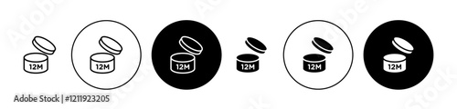 Period after opening 12m Icons set in black and blue colors