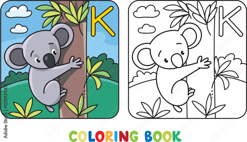 Fototapeta premium Funny koala. Animals coloring book for kids