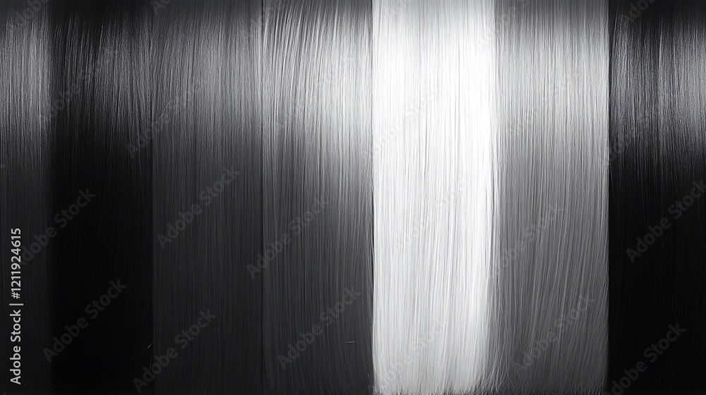 A grayscale gradient of sleek straight hair strands A grayscale gradient of sleek straight hair strands