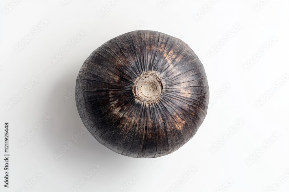 Fresh black garlic bulb whole on white plain isolated, culinary ingredient Fresh black garlic bulb whole on white plain isolated, culinary ingredient