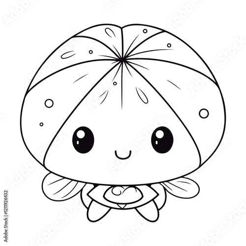 Coloring Page Of cartoon cute baby Sand Doll kawai Coloring Book for kids.