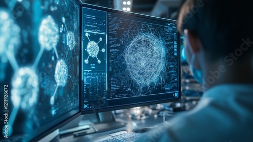 Doctors using quantum AI to make medicines, visualized as molecular structures