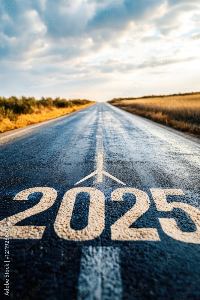 Obraz premium A stretch of empty road with the number twenty marked in white, suitable for use as a background or in architectural designs