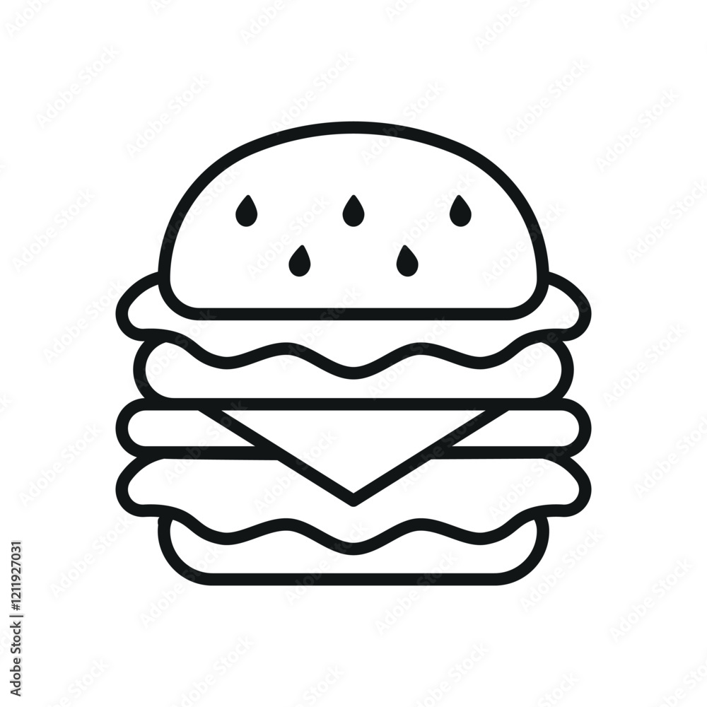 Beer drink and hamburger food icon with a crisp and elegant outline characterized by thin strokes and simplicity, offering versatile usage for web, app, or print media embracing minimalist trends Beer drink and hamburger food icon with a crisp and elegant outline characterized by thin strokes and simplicity, offering versatile usage for web, app, or print media embracing minimalist trends
