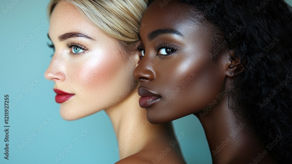 In a mesmerizing display of diversity, two women showcase their shoulders while exuding confidence and elegance In a mesmerizing display of diversity, two women showcase their shoulders while exuding confidence and elegance