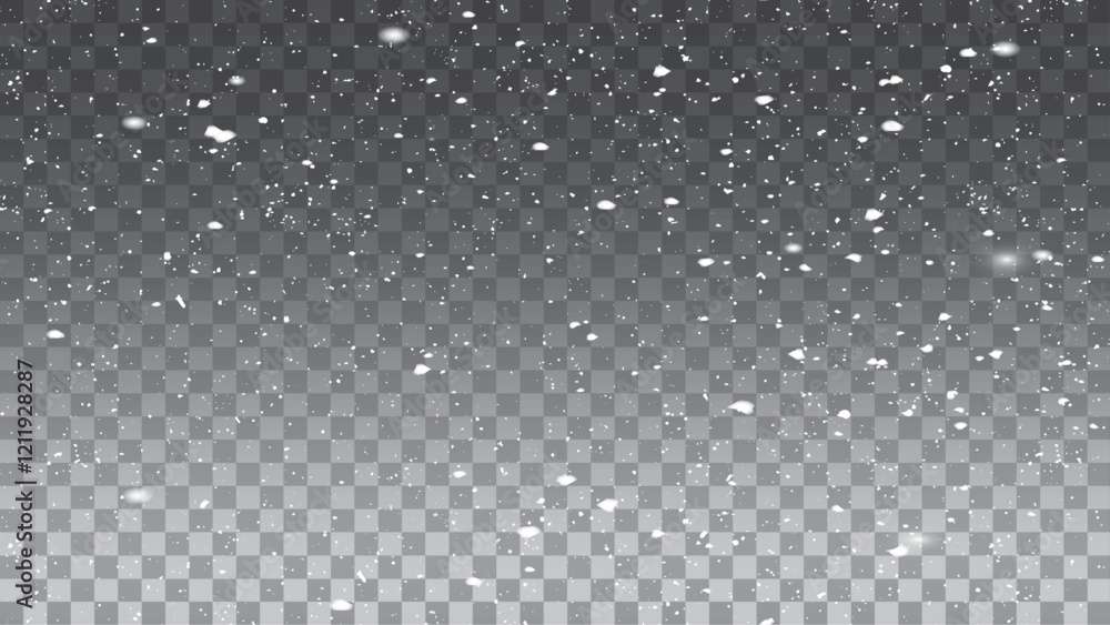 Stock vector illustration falling snow. Magic bokeh shines with white dust. Small realistic glare on a transparent background. Stock vector illustration falling snow. Magic bokeh shines with white dust. Small realistic glare on a transparent background.