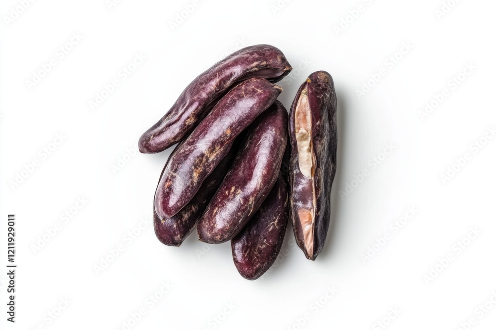 Fresh dragon tongue beans whole on white plain isolated, healthy vegetable concept Fresh dragon tongue beans whole on white plain isolated, healthy vegetable concept