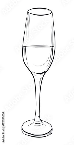 hand-drawn drawing of a champagne glass vector