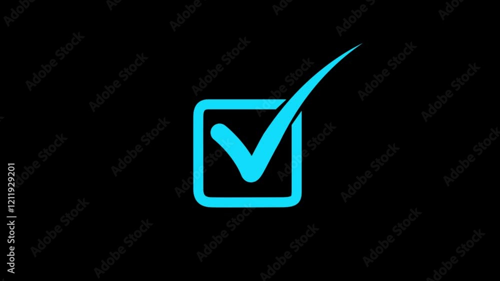 abstract Check mark symbol with square box. check mark animation icon. Tick finishing confirm yes, right ,ok sign animated on black background. motion video. abstract Check mark symbol with square box. check mark animation icon. Tick finishing confirm yes, right ,ok sign animated on black background. motion video.