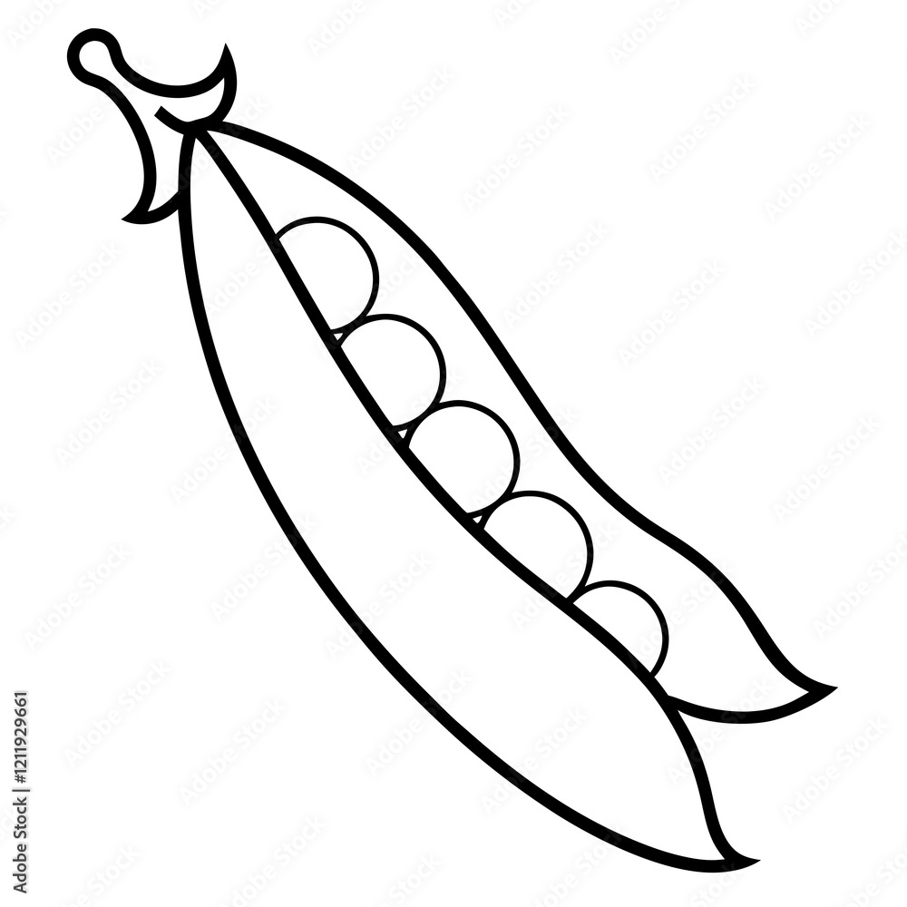 Peas Pod One-Line Vector Artwork Peas Pod One-Line Vector Artwork