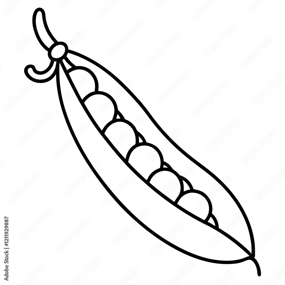Peas Pod One-Line Vector Artwork Peas Pod One-Line Vector Artwork