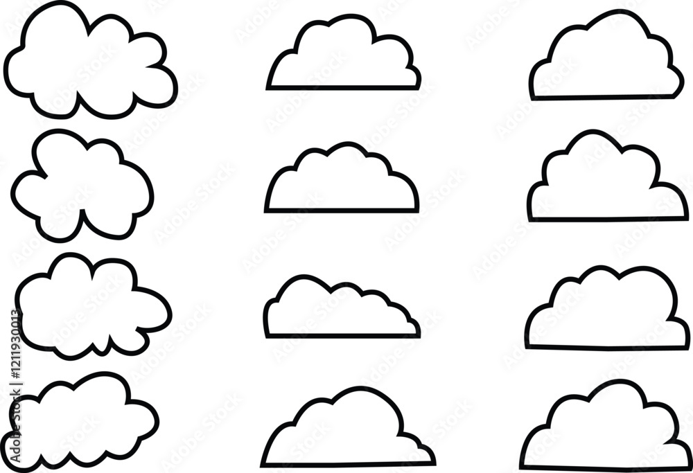 Cloud Bundle outline icon design on white background Cloud Bundle outline icon design on white background