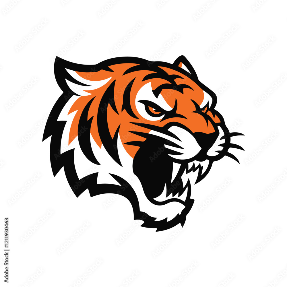 Tiger head, Tiger face vector, Tiger, vector illustration of a fierce and roaring tiger head with bold, vibrant colors Tiger head, Tiger face vector, Tiger, vector illustration of a fierce and roaring tiger head with bold, vibrant colors