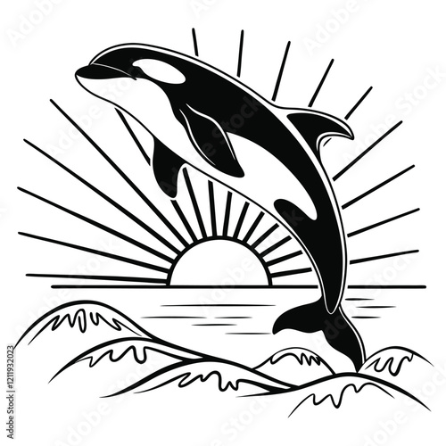 Orca whale vector illustration, killer whale Clipart Design